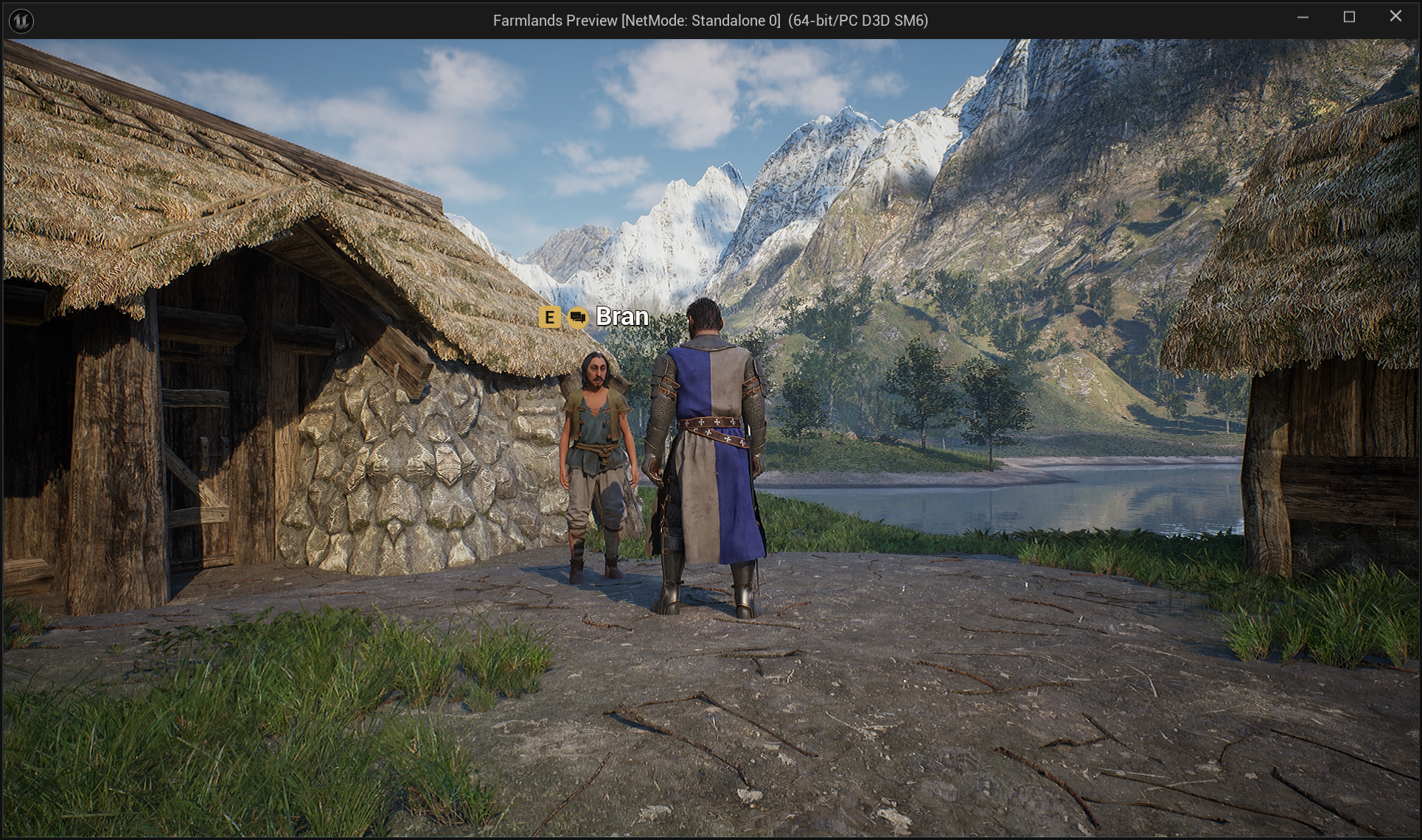 Approaching a quest giver: the interact prompt. Talking credits TalkTo objectives automatically